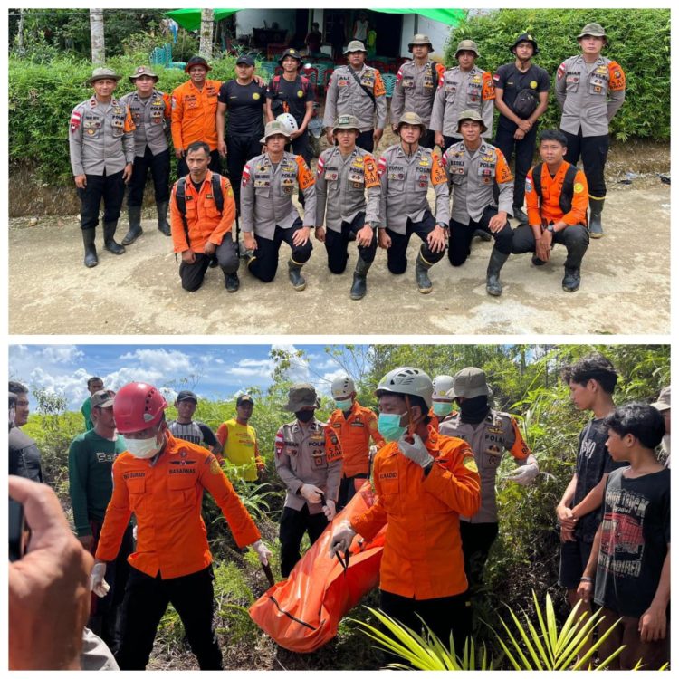 Satbrimob Polda Kalbar Beserta Basarnas Berhasil Menemukan dan Mengevakuasi Orang Hilang