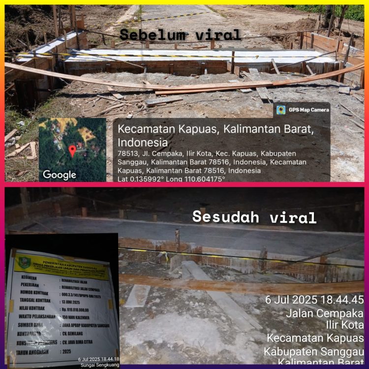 Miris, Setelah Viral Proyek Box dan Rehabilitasi Jalan Cempaka Akhirnya Pasang Plang Pagu Dana