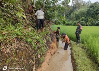 Guna Mendukung Kelancaran Air Untuk Persawahan”, Babinsa Koramil 1206-14/Hulu Gurung Bersama Masyarakat Gotong Royong Bersihkan Parit