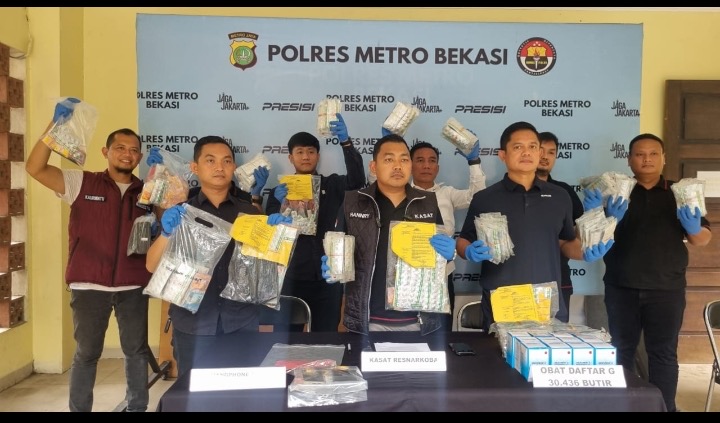 30 Ribu Lebih Pil Obat Keras Disita, 14 Pengedar Diciduk Satresnarkoba Polres Metro Bekasi