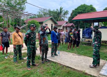 Pj. Danramil 1206-01/Embaloh Hilir Pimpin Apel Kerja Satgas TMMD Ke-129 Bersama Warga Desa Belatung