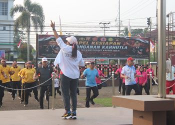 Kodim 1206/Putussibau Hadiri Senam Bersama dan Lomba Semarak HUT Ke-81 Kemerdekaan RI di Polres Kapuas Hulu