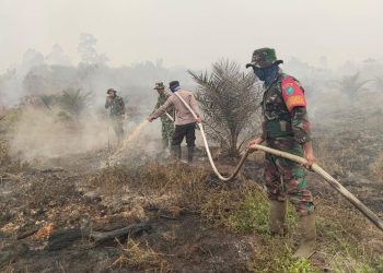 Tiba di Lokasi Karhutla, Tim Penyuluh Mabes TNI Bersama Kodim 1206/Putussibau Cari Titik Air Sumur Bor di Lanjak Deras