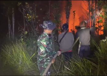 Titik Api Muncul Dini Hari di Silat Hilir, Babinsa dan Warga Bergerak Cepat Jinakkan Kobaran Api