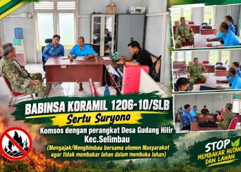Babinsa Koramil 1206-10/SLB Laksanakan Komsos dengan Perangkat Desa Gudang Hilir, Imbau Warga Tidak Membakar Lahan