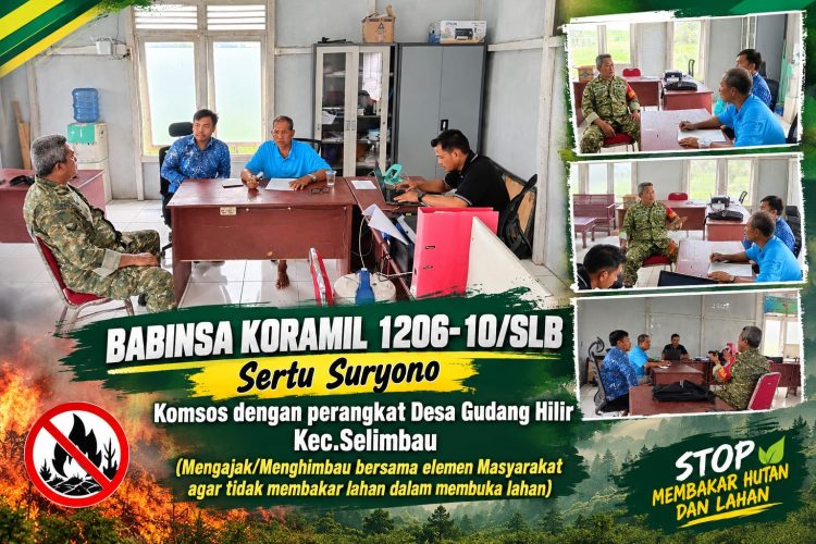 Babinsa Koramil 1206-10/SLB Laksanakan Komsos dengan Perangkat Desa Gudang Hilir, Imbau Warga Tidak Membakar Lahan